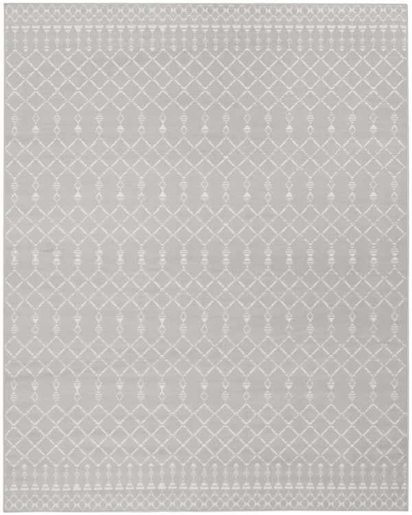 Homeroots 6' Gray And Ivory Moroccan Distressed Area Rug - Stain Resistant, Non-skid, Durable, Cozy Design 8' X 10' Polyester 551057