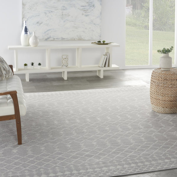 HomeRoots 6' Gray and Ivory Moroccan Distressed Area Rug - Soft, Non-Skid Design for Bohemian Home Décor 8' X 10' 551057