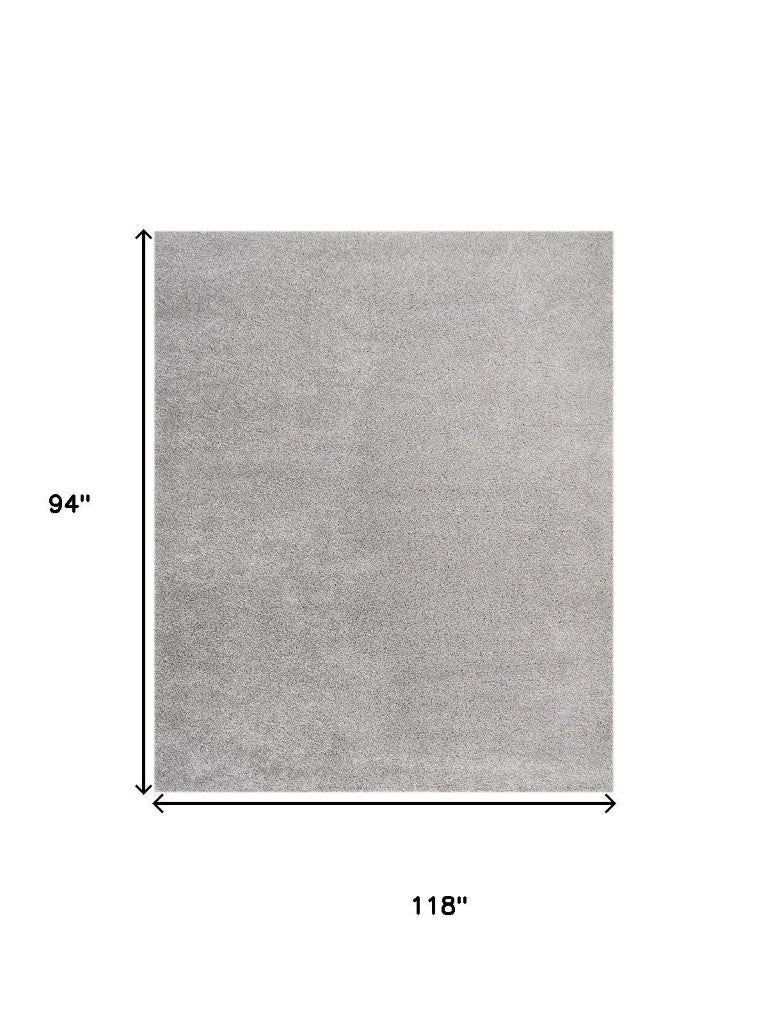 HomeRoots 8 Foot by 10 Gray Shag Area Rug Plush Power Loomed for Living Rooms 551059