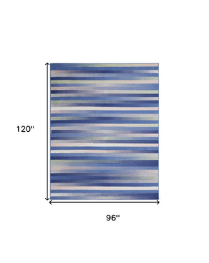 Homeroots 8' X 10' Ivory Tan And Blue Abstract Distressed Non Skid Area Rug  Polypropylene 551060