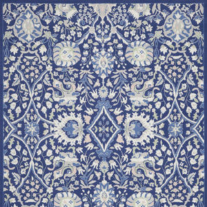 Homeroots 8' X 10' Navy Blue Ivory And Beige Floral Distressed Non Skid Area Rug  Polypropylene 551064