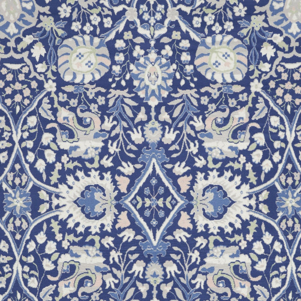 Homeroots 8' X 10' Navy Blue Ivory And Beige Floral Distressed Non Skid Area Rug  Polypropylene 551064