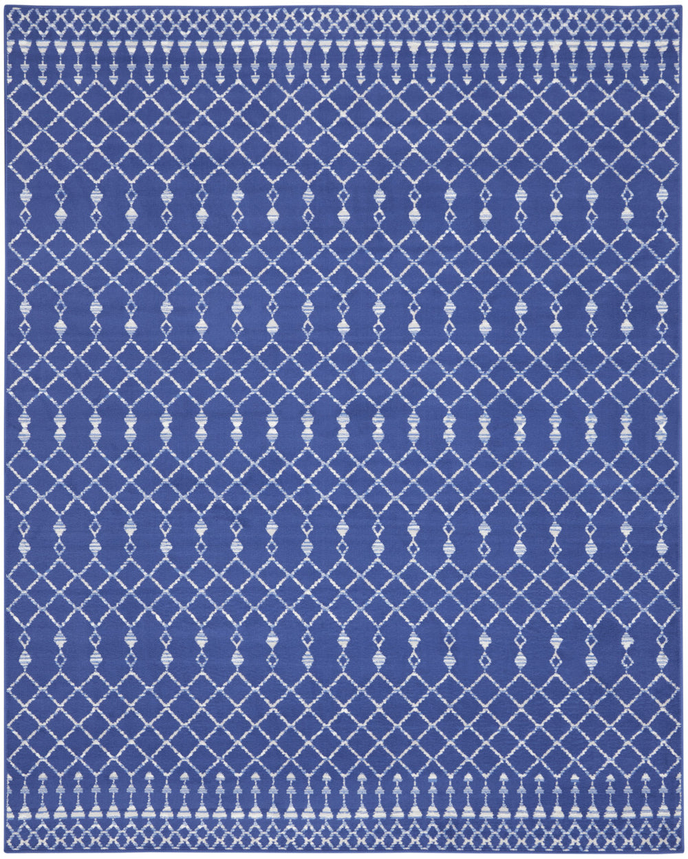 Homeroots 8' X 10' Navy Blue And Ivory Moroccan Distressed Non Skid Area Rug  Polypropylene 551066