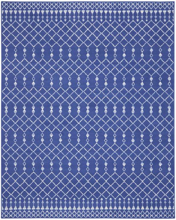 Homeroots 8' X 10' Navy Blue And Ivory Moroccan Distressed Non Skid Area Rug  Polypropylene 551066