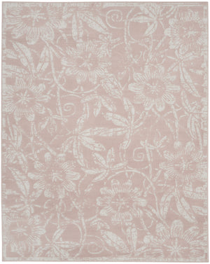 Homeroots 8' X 10' Pink And Ivory Floral Distressed Non Skid Area Rug  Polypropylene 551067