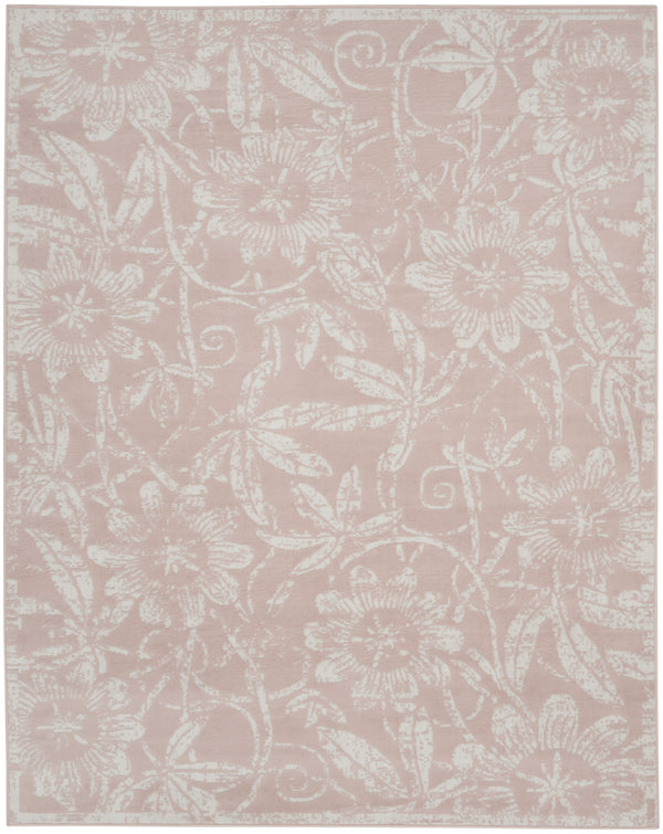 Homeroots 8' X 10' Pink And Ivory Floral Distressed Non Skid Area Rug  Polypropylene 551067