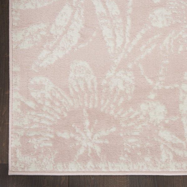 Homeroots 8' X 10' Pink And Ivory Floral Distressed Non Skid Area Rug  Polypropylene 551067
