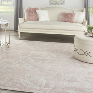 Homeroots 8' X 10' Pink And Ivory Floral Distressed Non Skid Area Rug  Polypropylene 551067