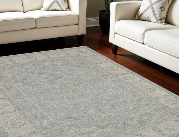 Homeroots 8' X 10' Teal And Ivory Floral Power Loom Area Rug  Polypropylene,Polyester 551075