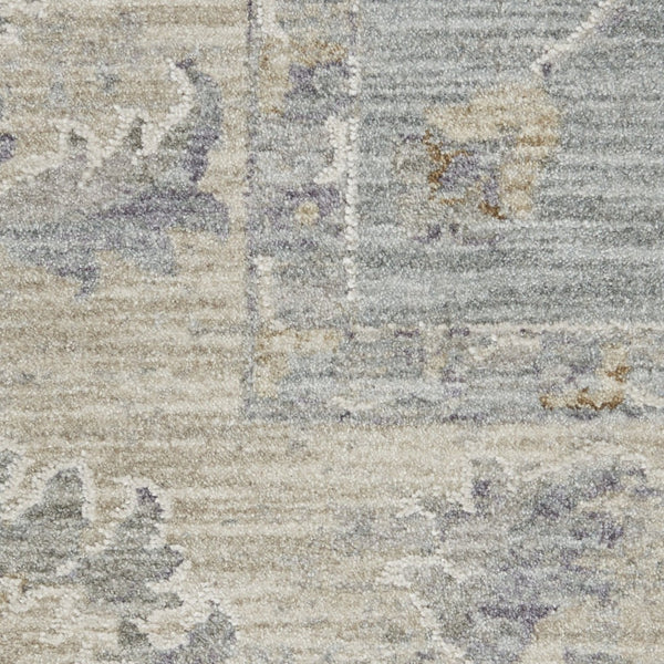 HomeRoots 5' Elegant Beige and Blue Floral Power Loom Area Rug for Sophisticated Living Room Decor 8' X 10' 551075