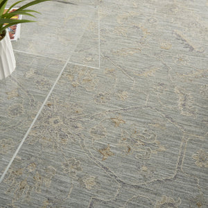HomeRoots 5' Elegant Beige and Blue Floral Power Loom Area Rug for Sophisticated Living Room Decor 8' X 10' 551075