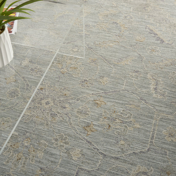 Homeroots 8' X 10' Teal And Ivory Floral Power Loom Area Rug  Polypropylene,Polyester 551075