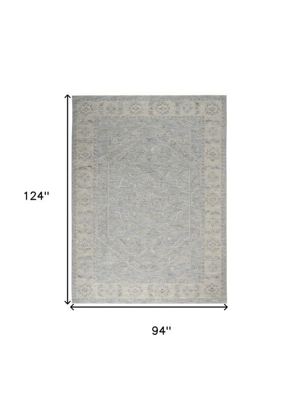Homeroots 8' X 10' Teal And Ivory Floral Power Loom Area Rug  Polypropylene,Polyester 551075