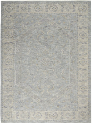 HomeRoots 5' Elegant Beige and Blue Floral Power Loom Area Rug for Sophisticated Living Room Decor 8' X 10' 551075