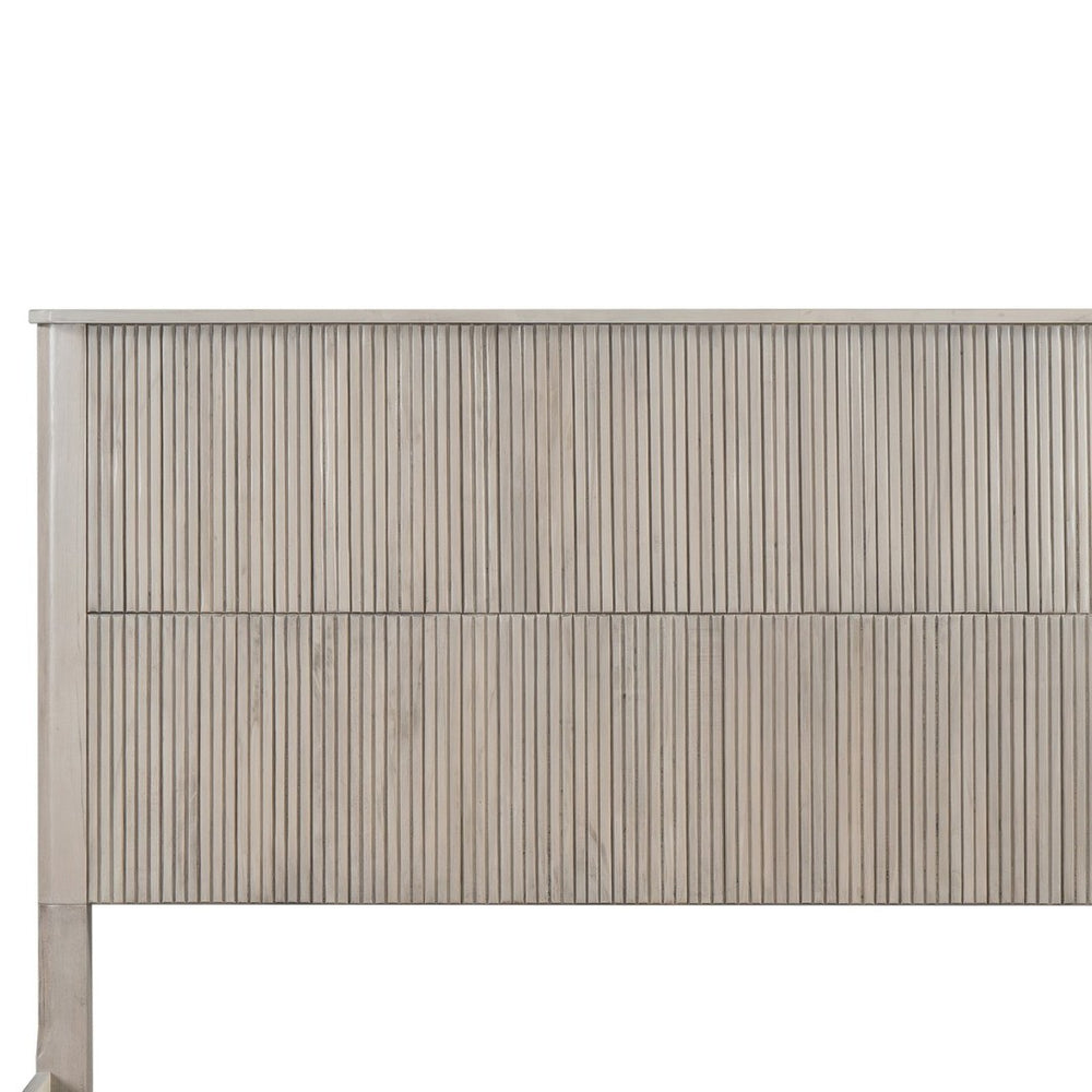 English Elm Queen Solid Wood Panel Bed Warm Grain Headboard Mid-century Transitional Bedroom Frame Beige W1716P269020