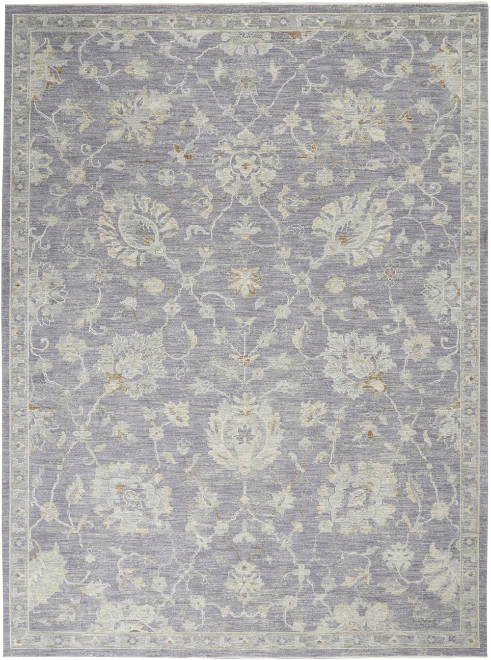 Homeroots 8' X 10' Gray And Ivory Floral Power Loom Area Rug  Polypropylene,Polyester 551077