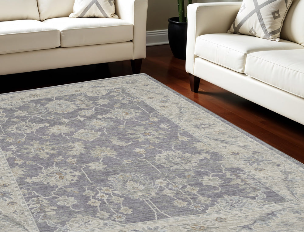 Homeroots 8' X 10' Gray And Ivory Floral Power Loom Area Rug  Polypropylene,Polyester 551077