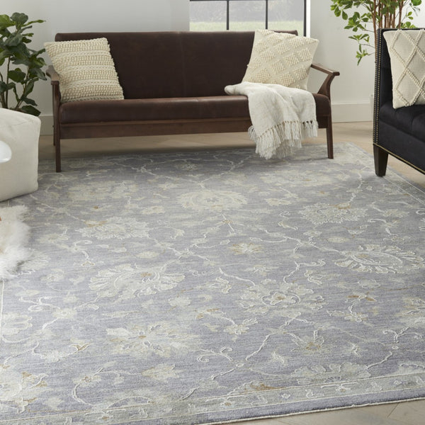 HomeRoots 8' Gray and Ivory Floral Area Rug – Elegant Power Loomed Design for Living Rooms and Bedrooms 8' X 10' 551077