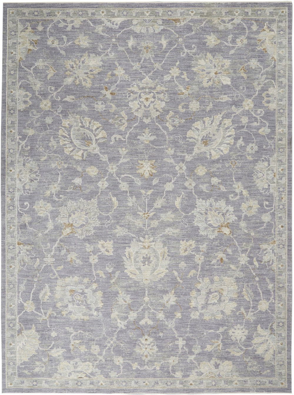 HomeRoots 8' Gray and Ivory Floral Area Rug – Elegant Power Loomed Design for Living Rooms and Bedrooms 8' X 10' 551077