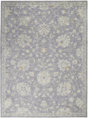 HomeRoots 8' Gray and Ivory Floral Area Rug – Elegant Power Loomed Design for Living Rooms and Bedrooms 8' X 10' 551077
