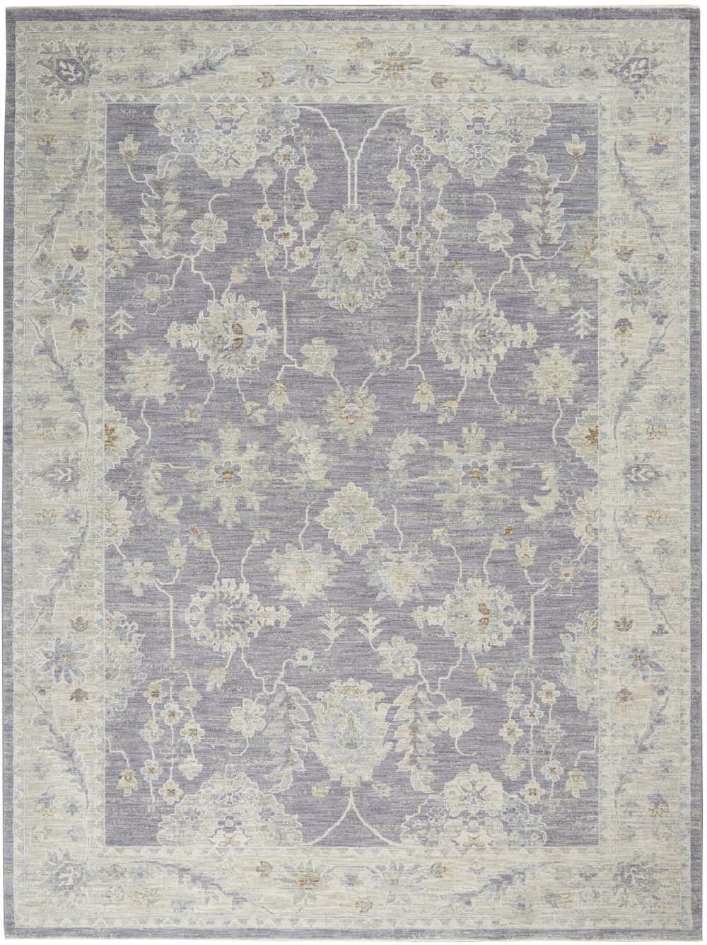 Homeroots 8' X 10' Gray And Ivory Floral Power Loom Area Rug  Polypropylene,Polyester 551078