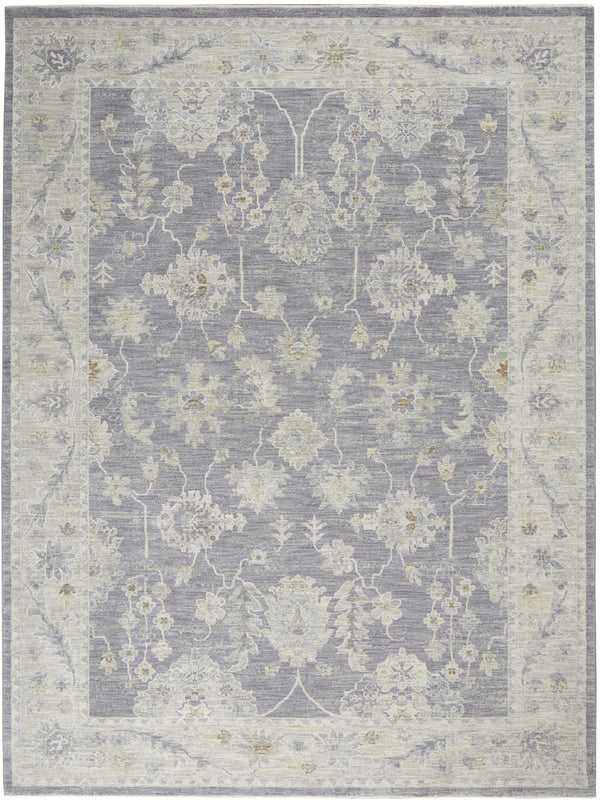 Homeroots 8' X 10' Gray And Ivory Floral Power Loom Area Rug  Polypropylene,Polyester 551078