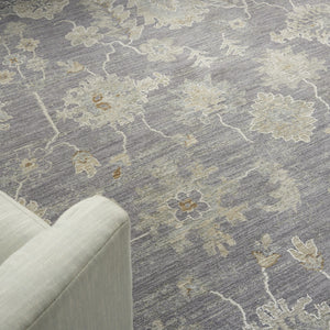 Homeroots 8' X 10' Gray And Ivory Floral Power Loom Area Rug  Polypropylene,Polyester 551078