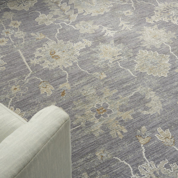 Homeroots 8' X 10' Gray And Ivory Floral Power Loom Area Rug  Polypropylene,Polyester 551078