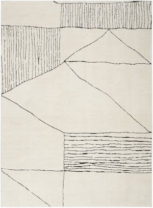 HomeRoots 5' Modern Ivory and Black Geometric Area Rug - Stylish, Durable Design for High-Traffic Spaces 8' X 10' 551080