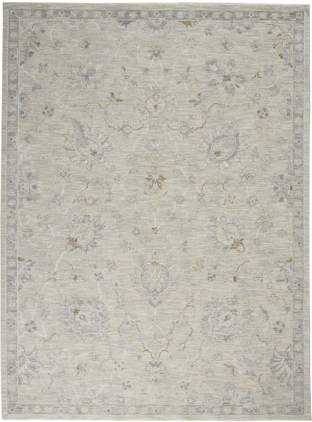Homeroots 8' X 10' Gray And Blue Floral Power Loom Area Rug  Polypropylene,Polyester 551083