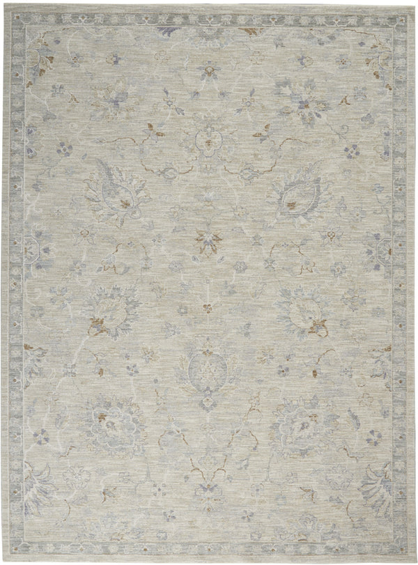 Homeroots 8' X 10' Gray And Blue Floral Power Loom Area Rug  Polypropylene,Polyester 551083