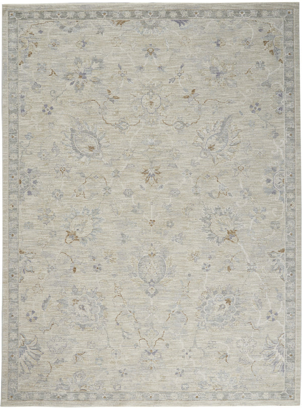 Homeroots 8' X 10' Gray And Blue Floral Power Loom Area Rug  Polypropylene,Polyester 551083