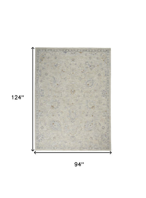 Homeroots 8' X 10' Gray And Blue Floral Power Loom Area Rug  Polypropylene,Polyester 551083