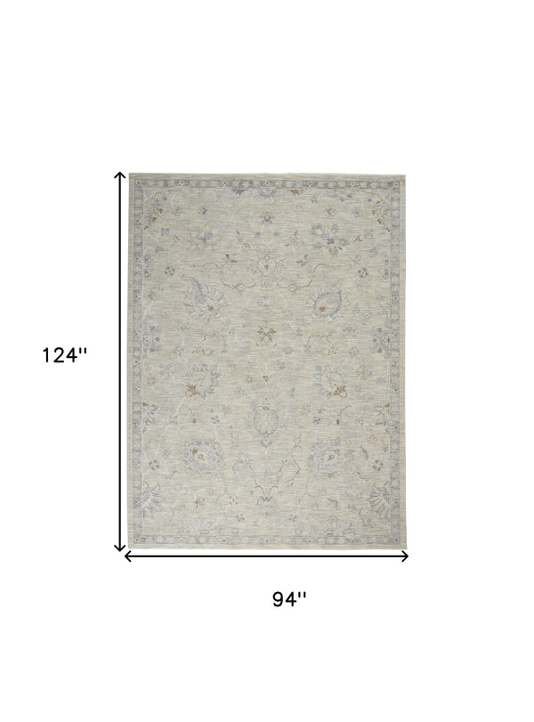 Homeroots 8' X 10' Gray And Blue Floral Power Loom Area Rug  Polypropylene,Polyester 551083