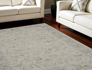 Homeroots 8' X 10' Gray And Blue Floral Power Loom Area Rug  Polypropylene,Polyester 551083