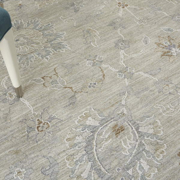 Homeroots 8' X 10' Gray And Blue Floral Power Loom Area Rug  Polypropylene,Polyester 551083