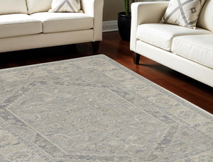 Homeroots 8' X 10' Ivory And Gray Floral Power Loom Area Rug  Polypropylene,Polyester 551085