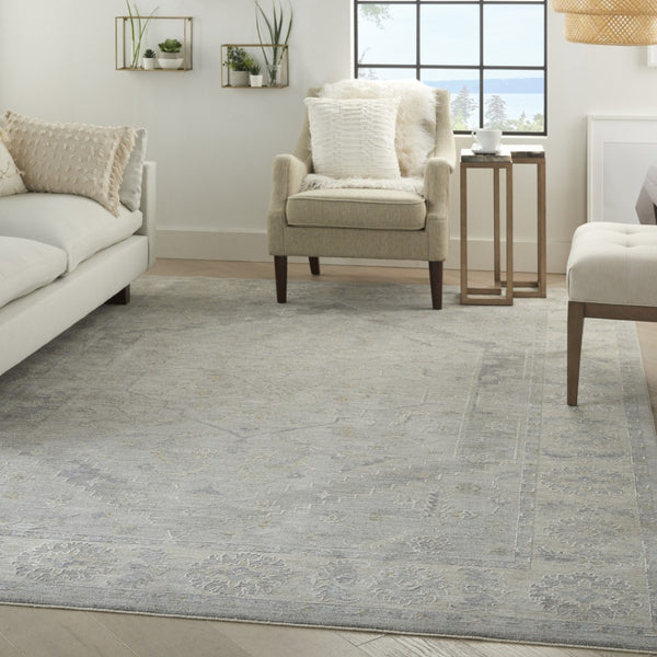 HomeRoots 8' Elegant Ivory and Gray Floral Power Loom Area Rug for Timeless Style in Any Room Décor 8' X 10' 551085