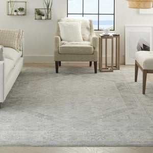 HomeRoots 8' Elegant Ivory and Gray Floral Power Loom Area Rug for Timeless Style in Any Room Décor 8' X 10' 551085