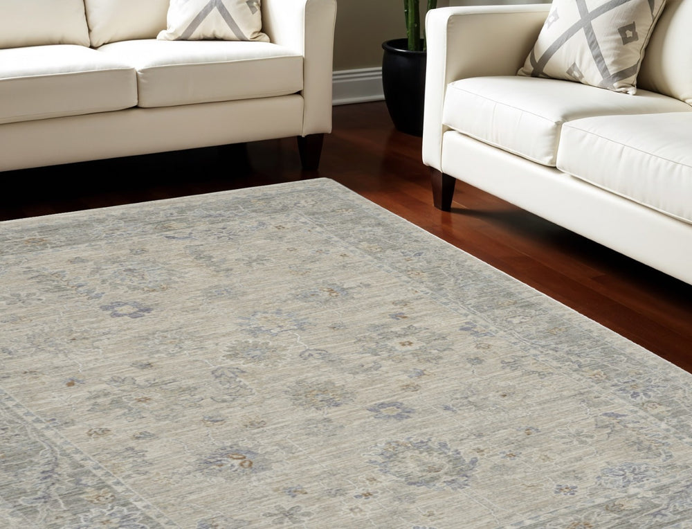 HomeRoots 8' Ivory and Gray Floral Area Rug - Timeless Elegance for Living Rooms, Dining Areas & Bedrooms 8' X 10' 551086