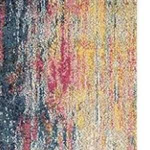 Homeroots 14' Blue And Orange Abstract Non Skid Runner Rug  Polypropylene 551100