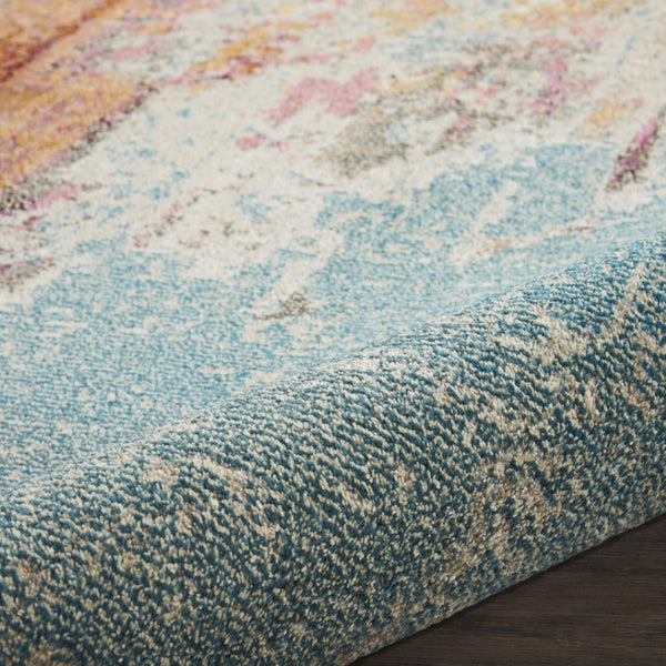 HomeRoots 14' Colorful Abstract Blue & Orange Non-Skid Runner Rug – Durable, Easy Care, Stylish for Homes! 551100