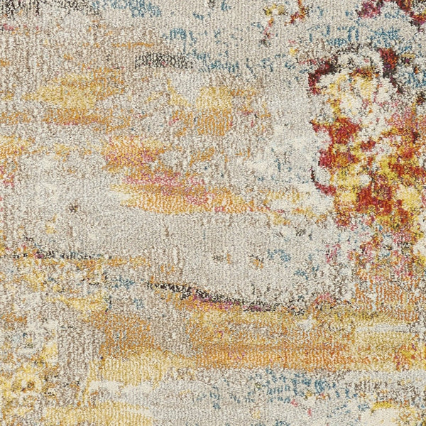 HomeRoots 14' Colorful Abstract Blue & Orange Non-Skid Runner Rug – Durable, Easy Care, Stylish for Homes! 551100