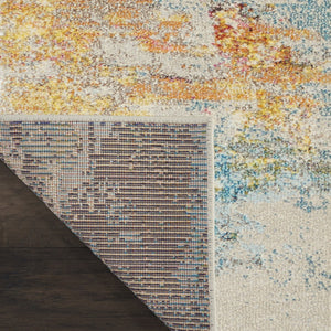 HomeRoots 14' Colorful Abstract Blue & Orange Non-Skid Runner Rug – Durable, Easy Care, Stylish for Homes! 551100