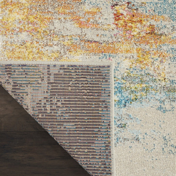 HomeRoots 14' Colorful Abstract Blue & Orange Non-Skid Runner Rug – Durable, Easy Care, Stylish for Homes! 551100