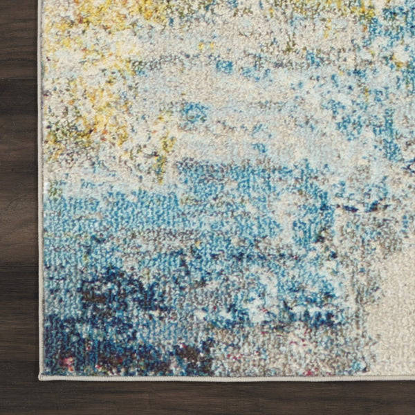 HomeRoots 14' Colorful Abstract Blue & Orange Non-Skid Runner Rug – Durable, Easy Care, Stylish for Homes! 551100