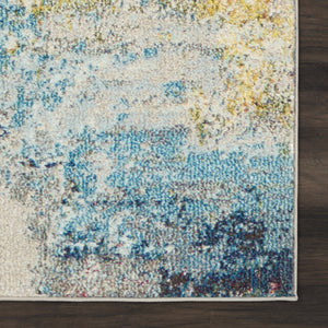 Homeroots 14' Blue And Orange Abstract Non Skid Runner Rug  Polypropylene 551100