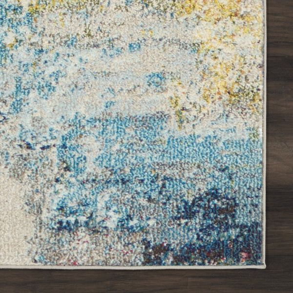 Homeroots 14' Blue And Orange Abstract Non Skid Runner Rug  Polypropylene 551100