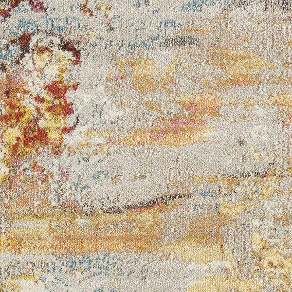 HomeRoots 14' Colorful Abstract Blue & Orange Non-Skid Runner Rug – Durable, Easy Care, Stylish for Homes! 551100