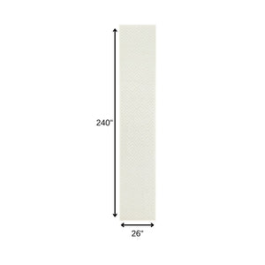 HomeRoots 20' Ivory and White Geometric Runner Rug - Stylish Indoor/Outdoor Décor for High-Traffic Areas 551101